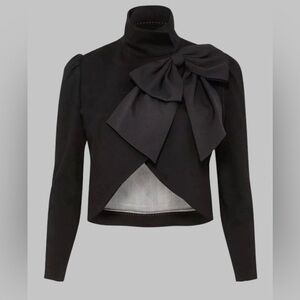 Alice + Olivia Addison Bow Cropped Jacket Black